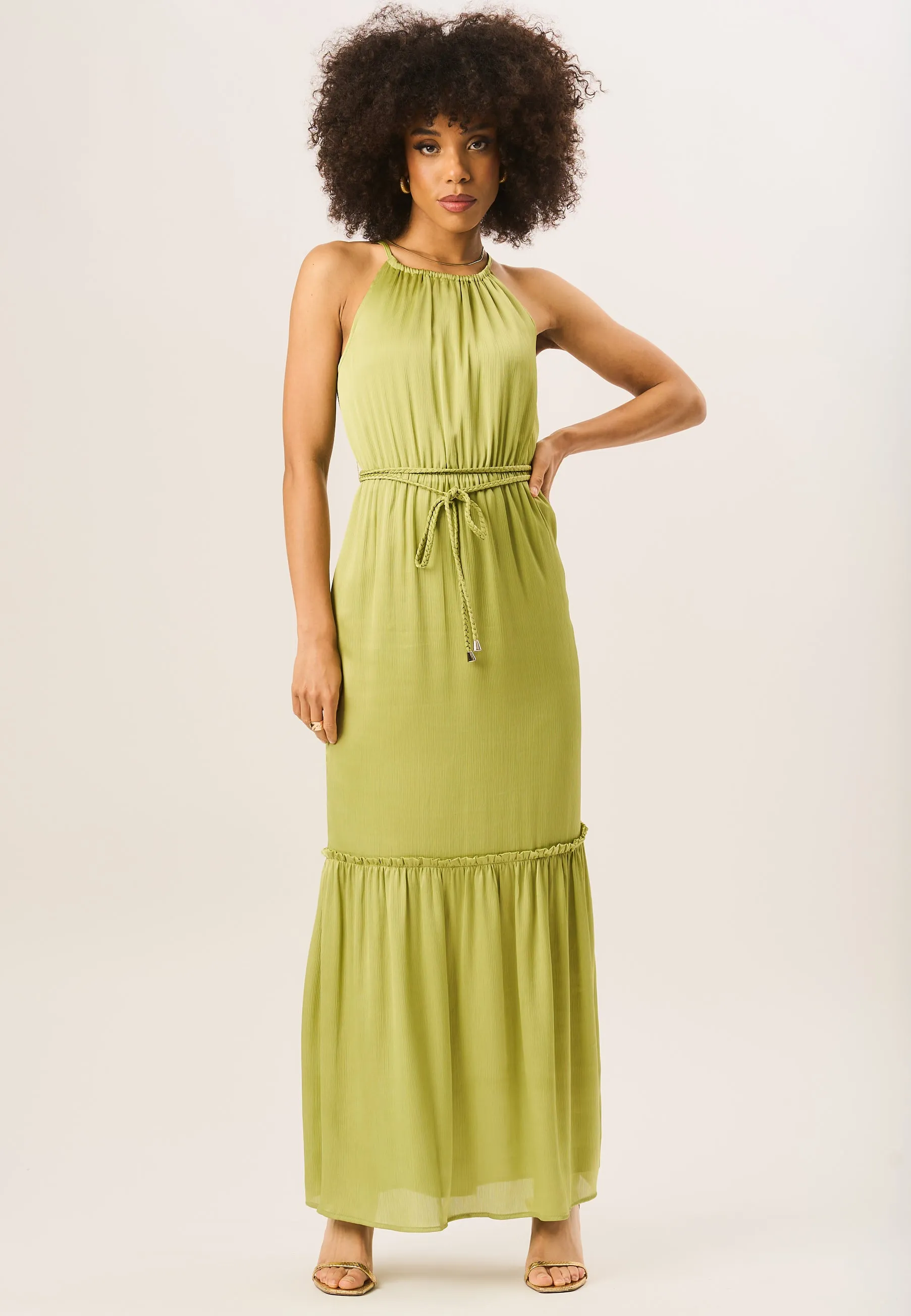 Green Halter Neck Maxi Dress