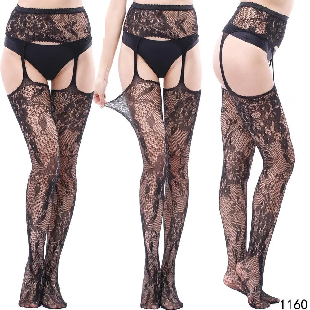 High waist suspender fishnet garter tights pantyhose