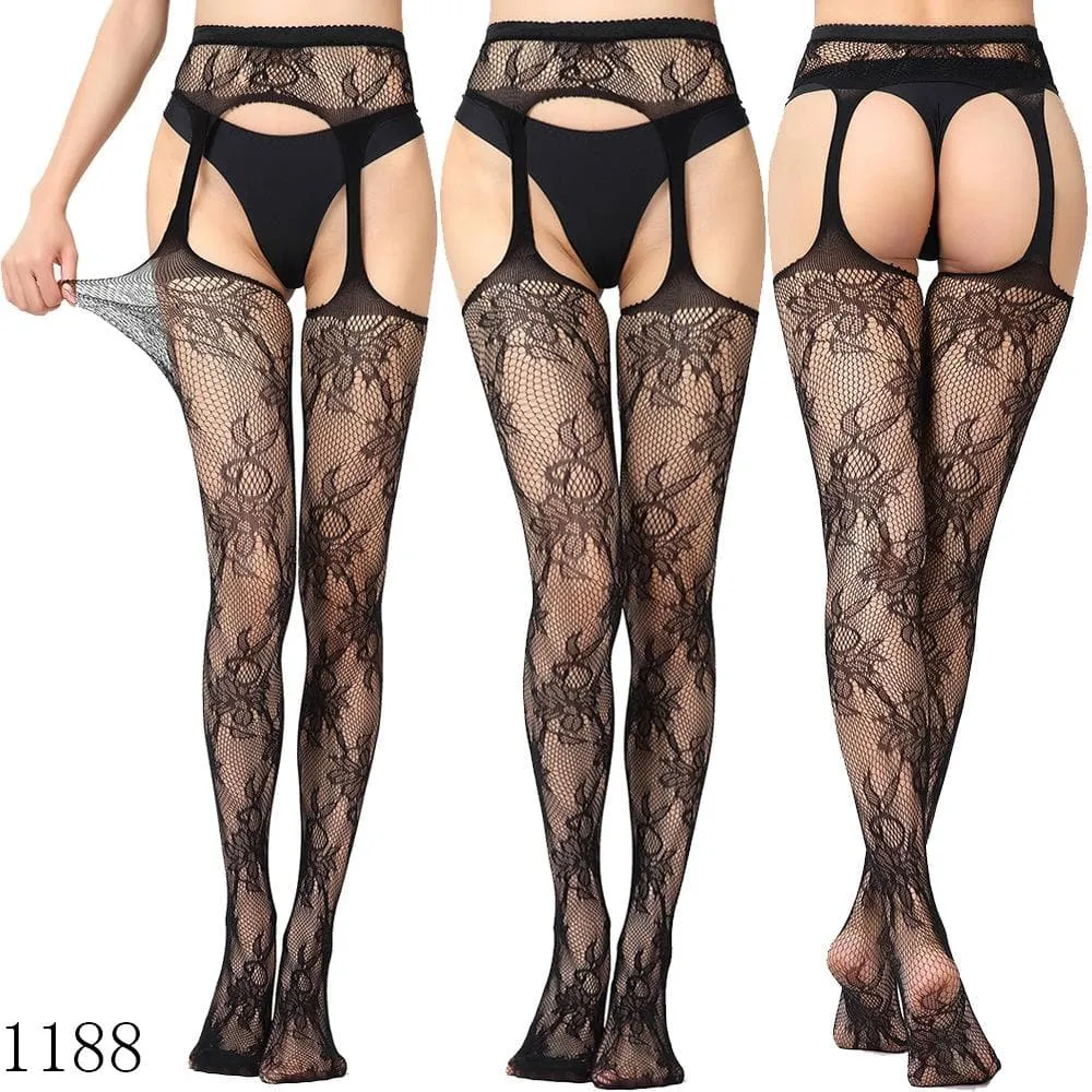 High waist suspender fishnet garter tights pantyhose