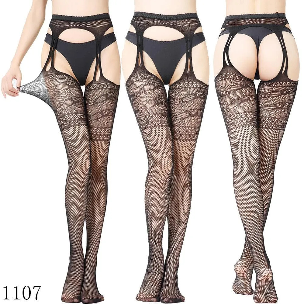 High waist suspender fishnet garter tights pantyhose