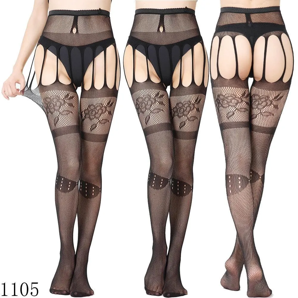 High waist suspender fishnet garter tights pantyhose