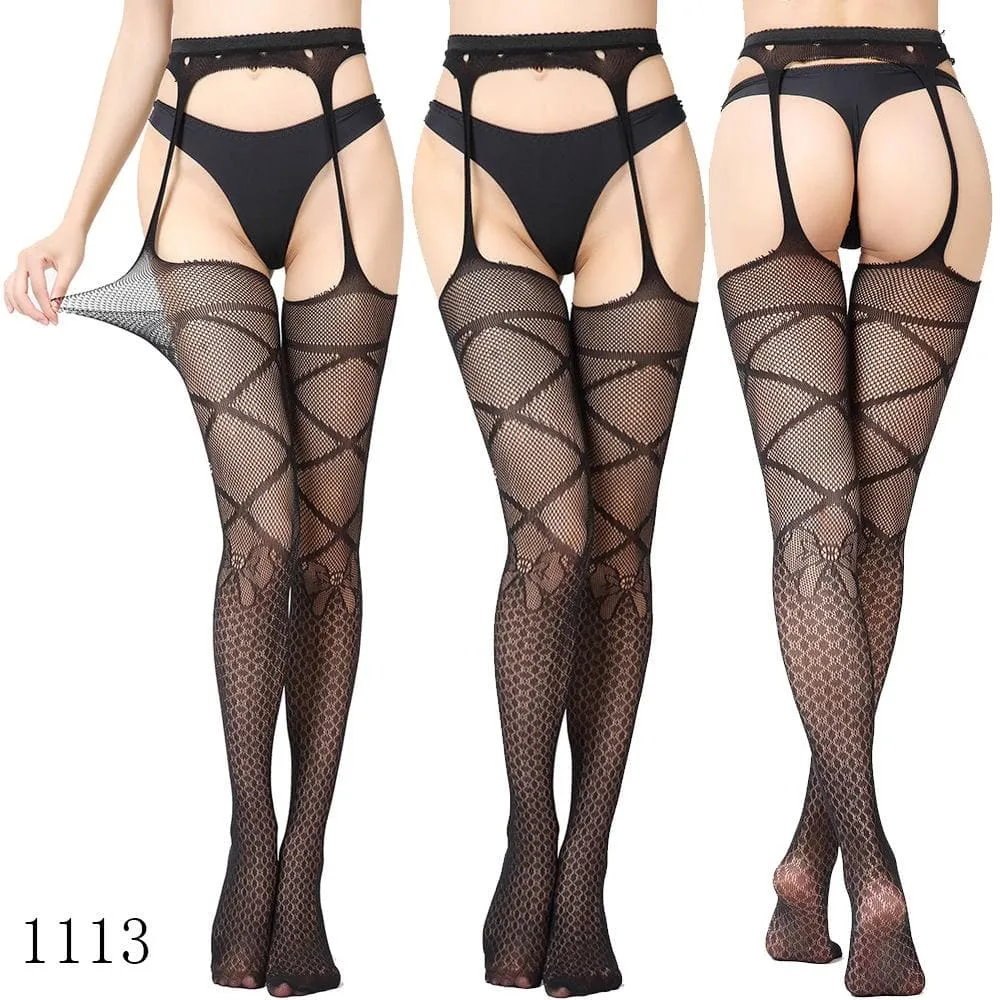 High waist suspender fishnet garter tights pantyhose