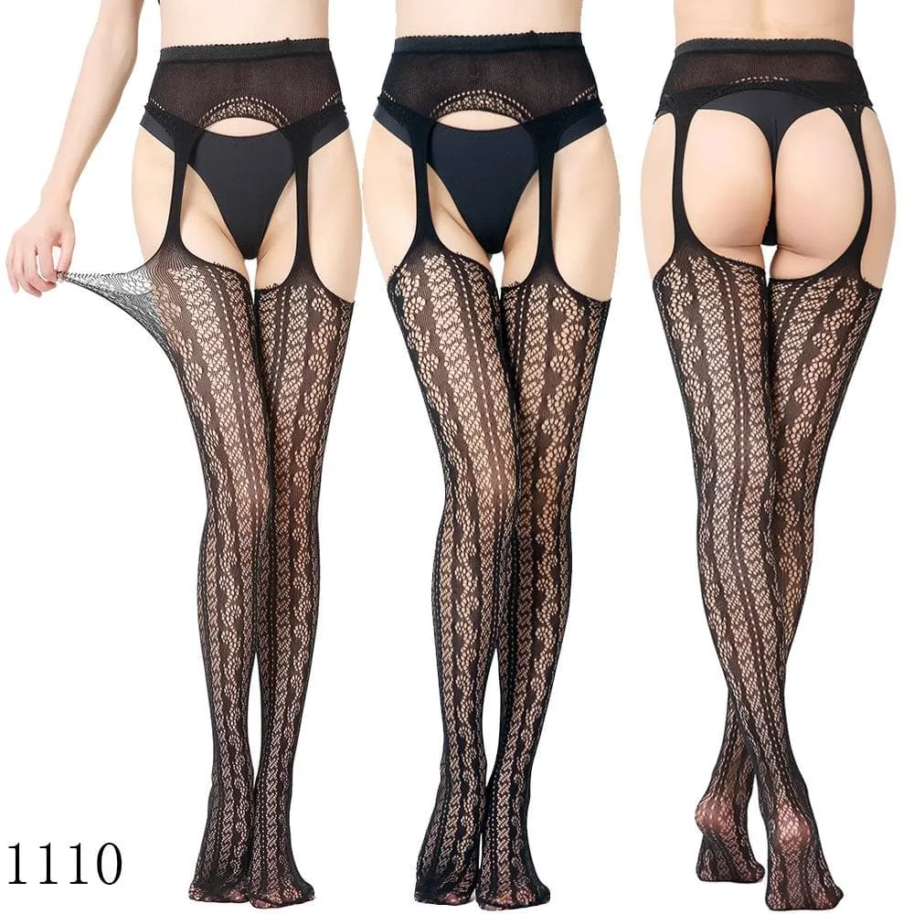 High waist suspender fishnet garter tights pantyhose