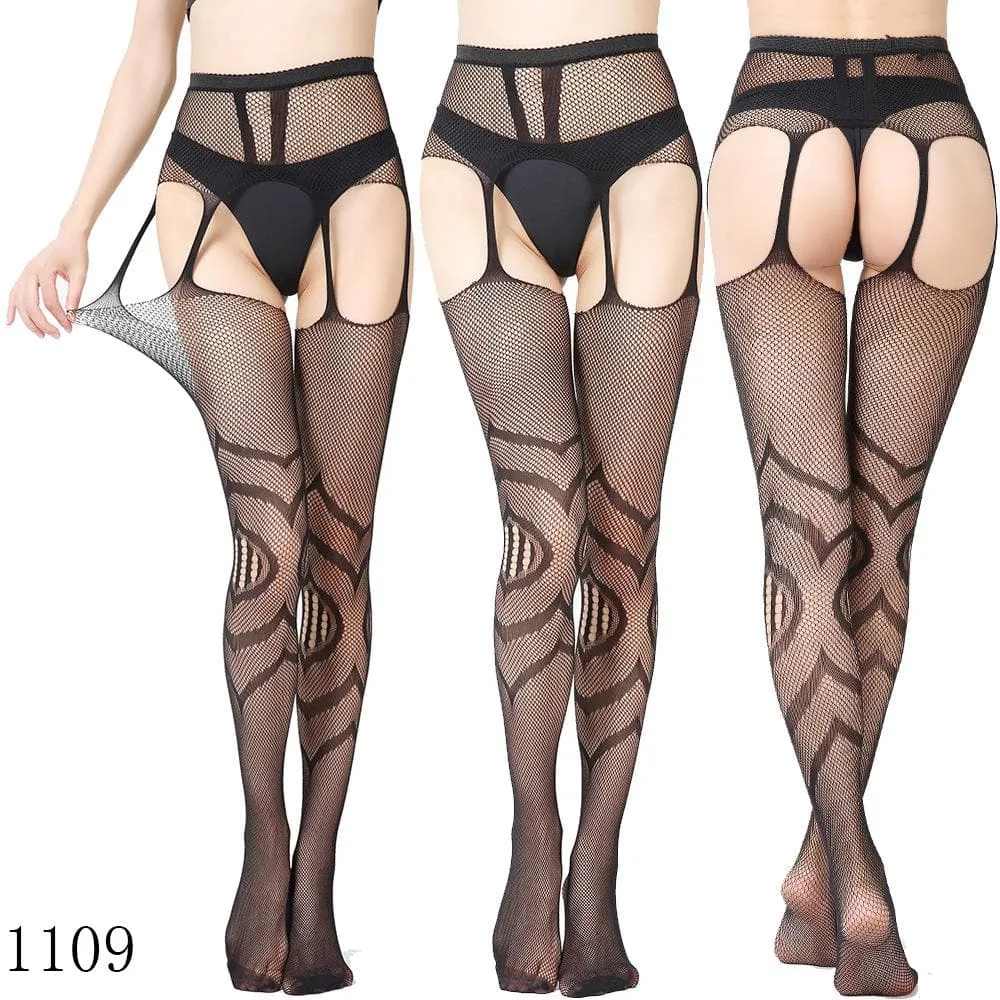 High waist suspender fishnet garter tights pantyhose