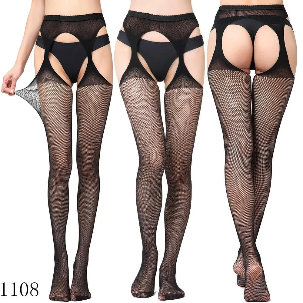 High waist suspender fishnet garter tights pantyhose