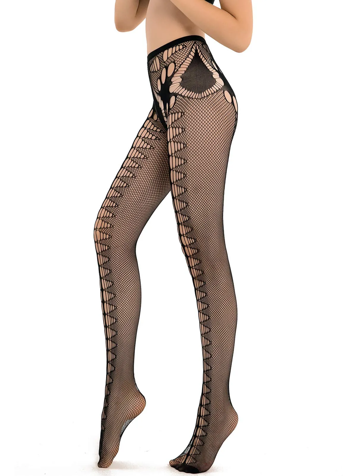 HONENNA Patterned Fishnets Tights Black Pantyhose Stockings for Women, 1-6 Pairs