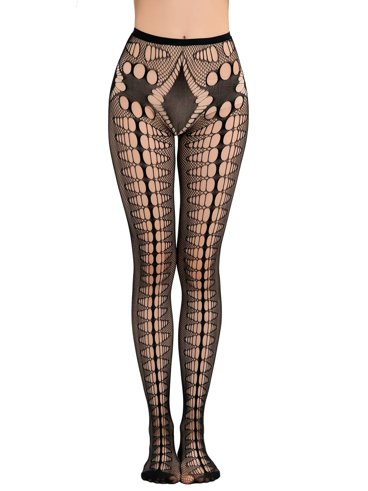 HONENNA Patterned Fishnets Tights Black Pantyhose Stockings for Women, 1-6 Pairs