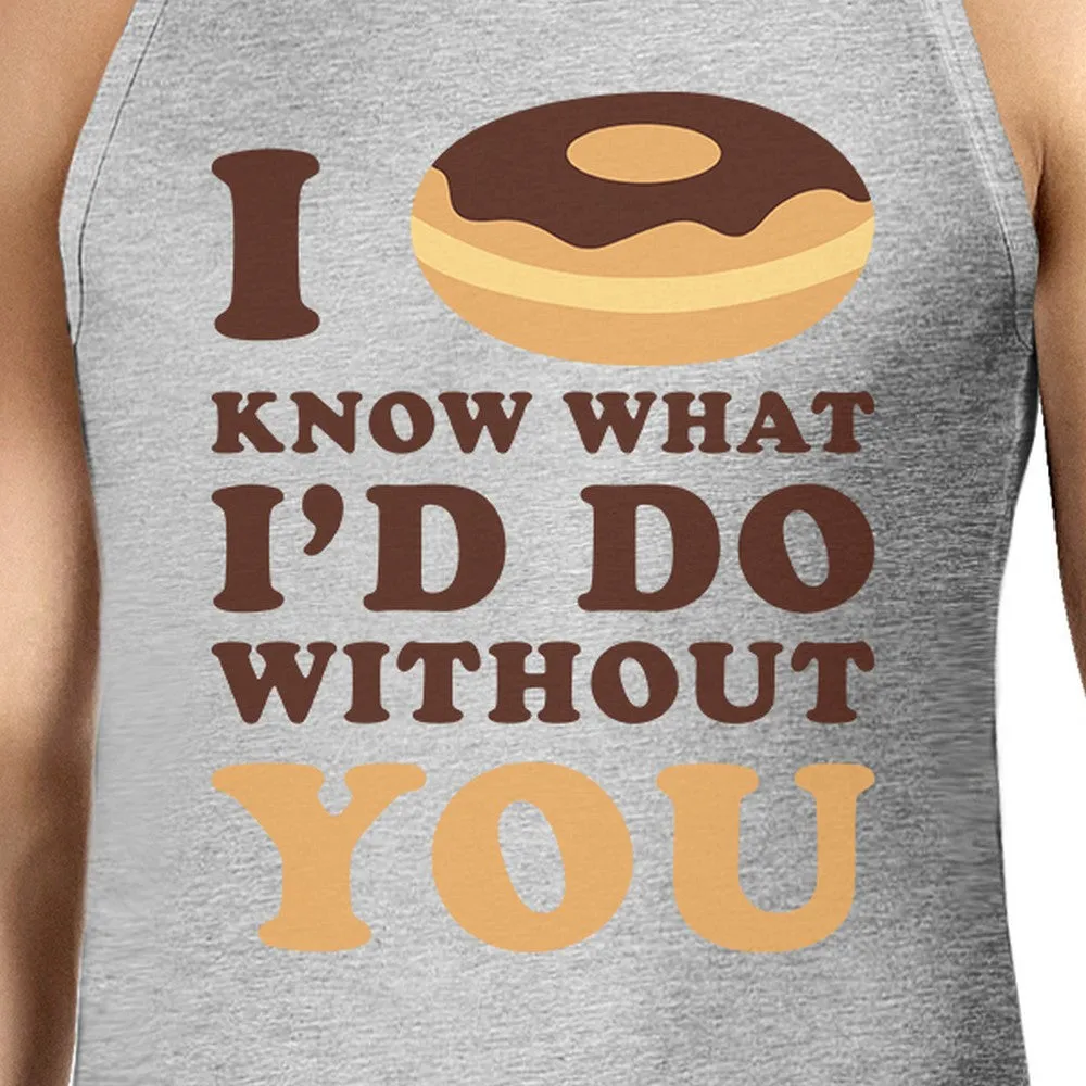 I Doughnut Know Gray Sleeveless T Shirt For Men Funny Design Tanks