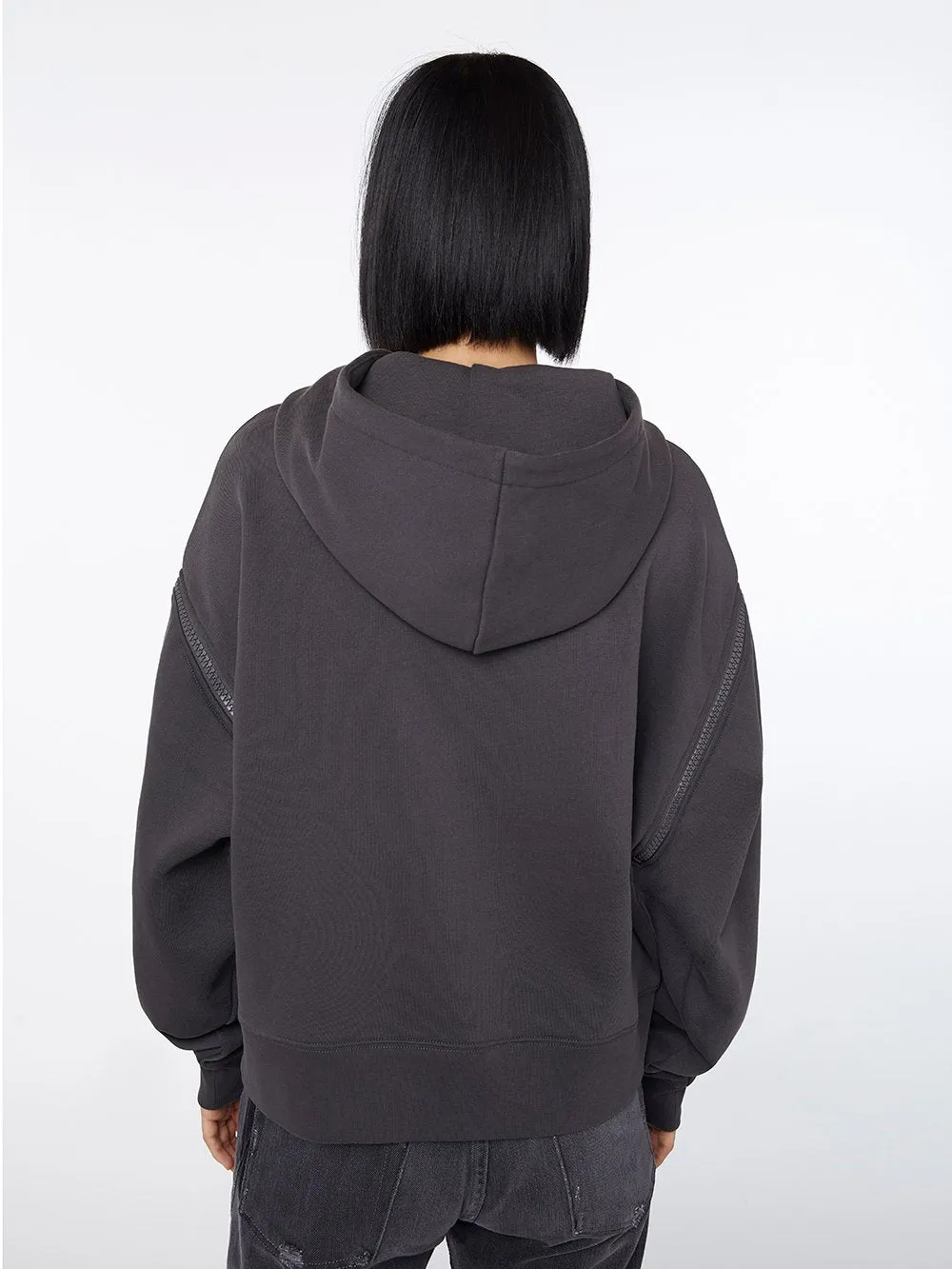 Imaan x FRAME Zip Up Pocket Hoodie -- Faded Noir