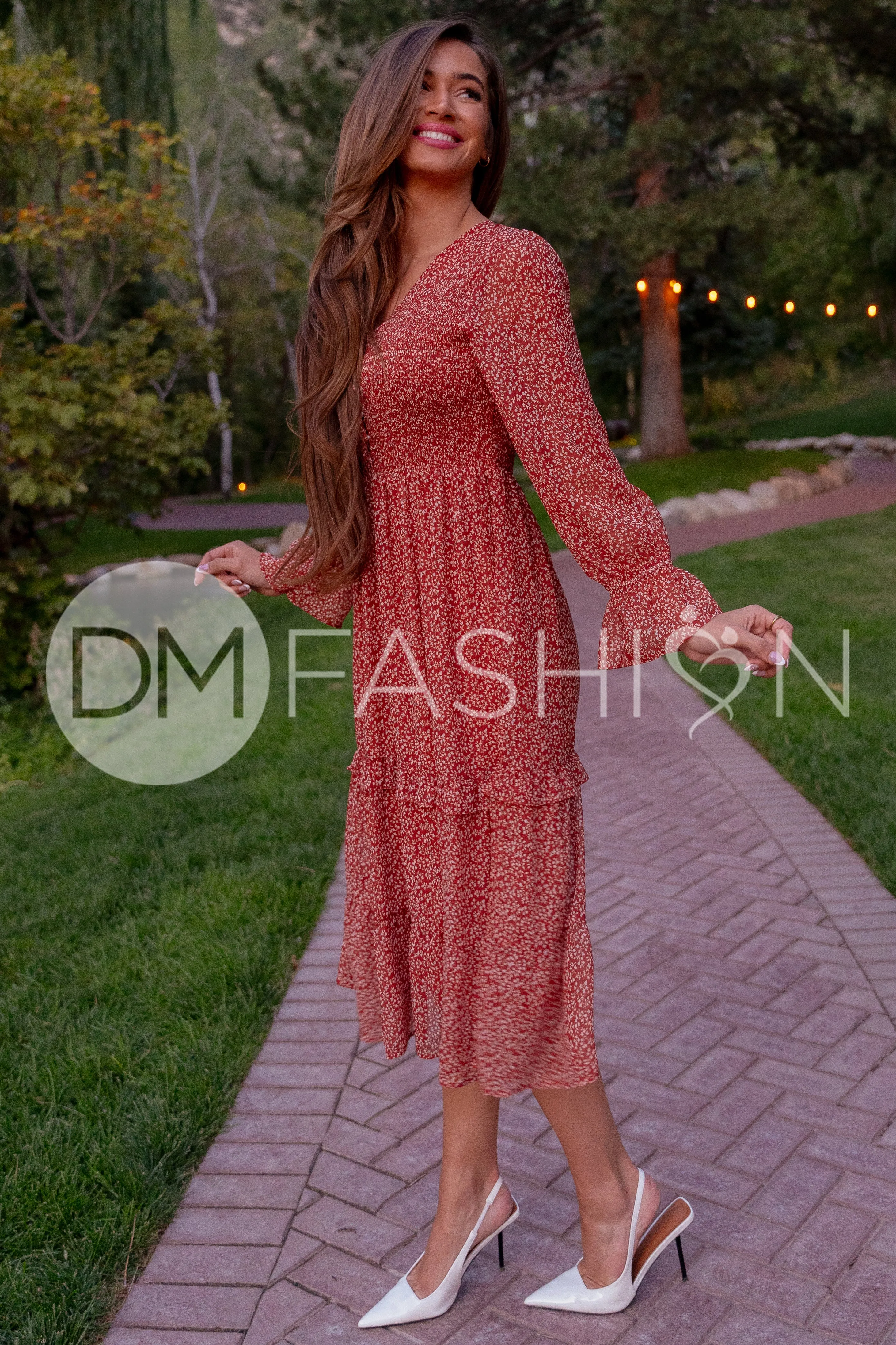 Kennedy Rust Floral Dress - DM Exclusive - Maternity & Nursing Friendly -  Restocked