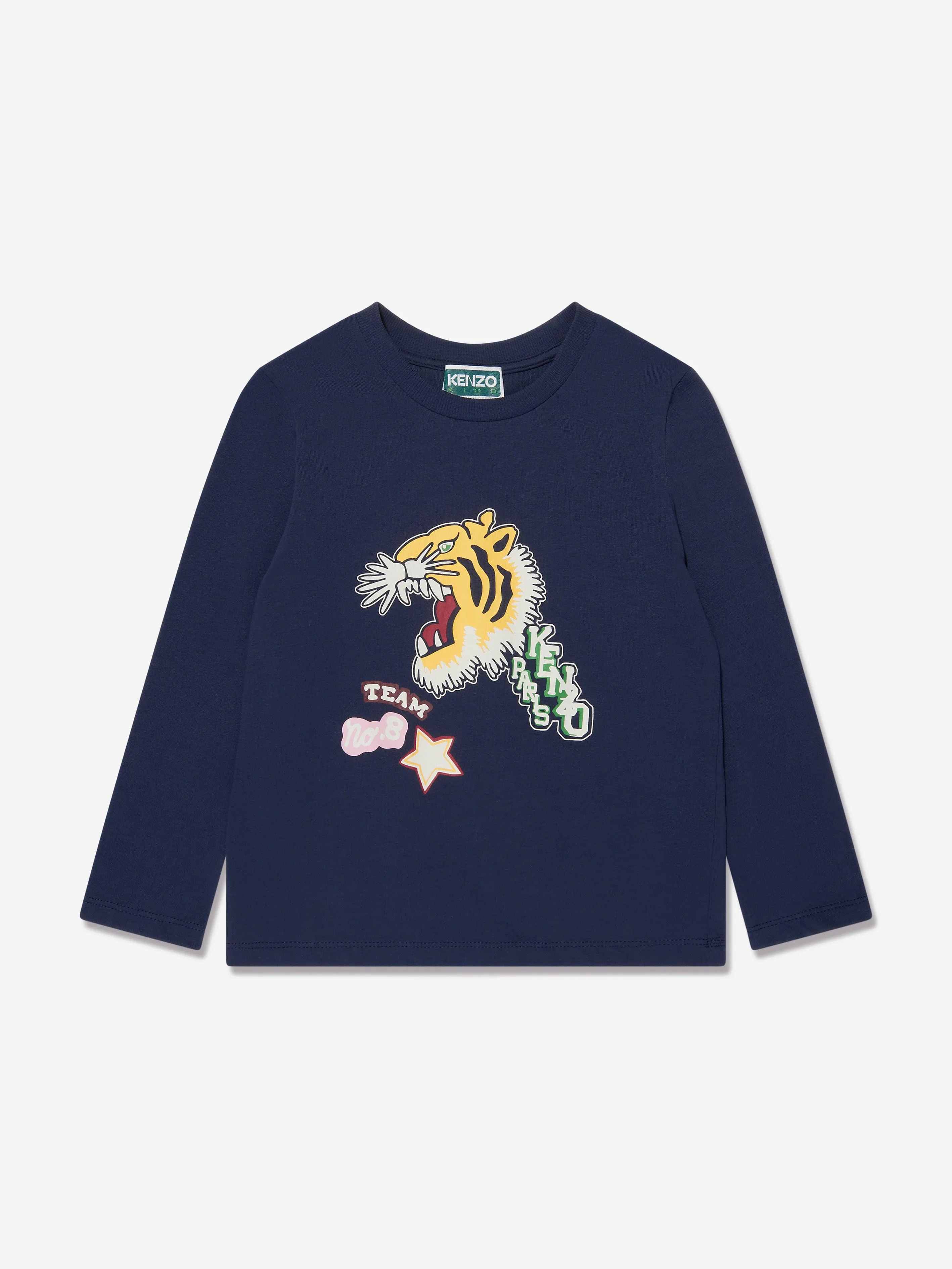 KENZO Girls Long Sleeve Logo T-Shirt in Navy