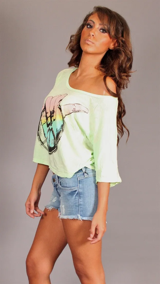 Lauren Moshi Barbie Hang Loose Crop Tee in Minty Water