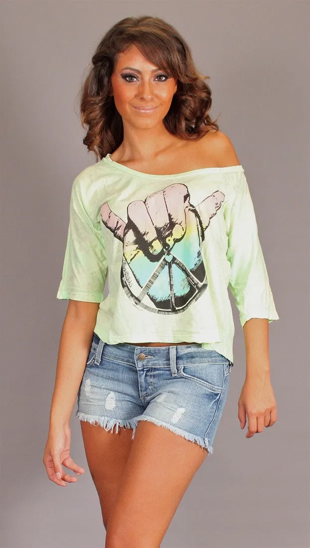 Lauren Moshi Barbie Hang Loose Crop Tee in Minty Water