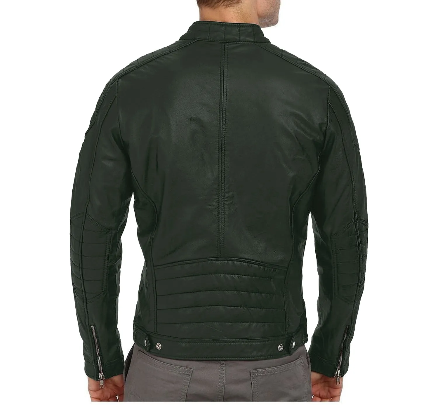 Leather Jackets Hub Mens Genuine Lambskin Leather Jacket (Black, Racer Jacket) - 1501026