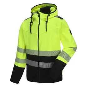 LEO_HVG, RIPSTOP SOFTSHELL JACKET PESSO LEO, BLACK/YELLOW