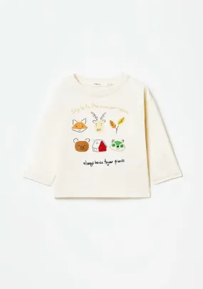Long Sleeve Animal Tshirt - White