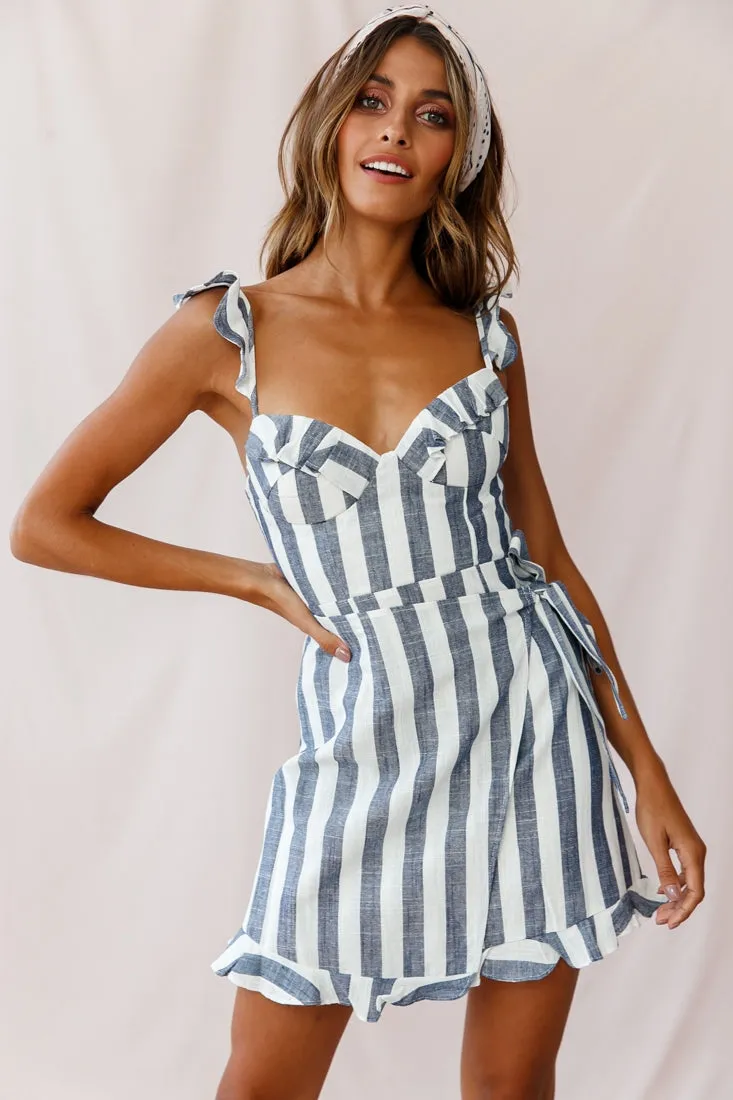 Lyla Sweetheart Neckline Wrap Dress Blue