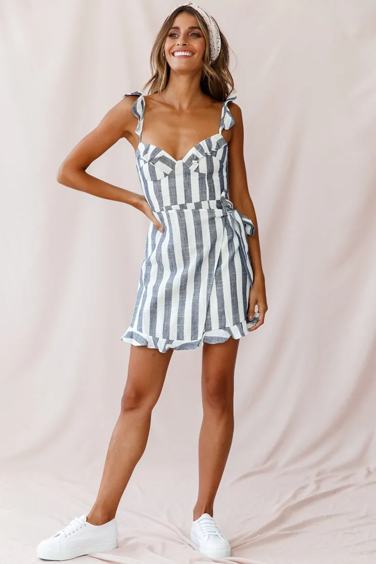 Lyla Sweetheart Neckline Wrap Dress Blue