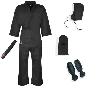 MAR-068 | Ninja Uniform & Kit (Featuring Hood, Face Mask, & Hidden Pockets)   FREE BELT