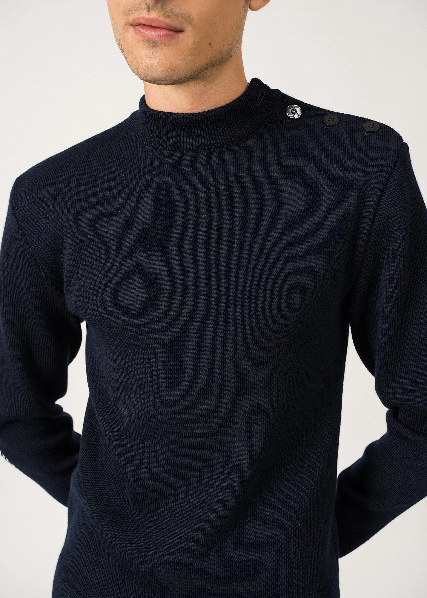 Matelot Equipage sailor jumper - with contrasting elbow patches (MARINE/ECRU)