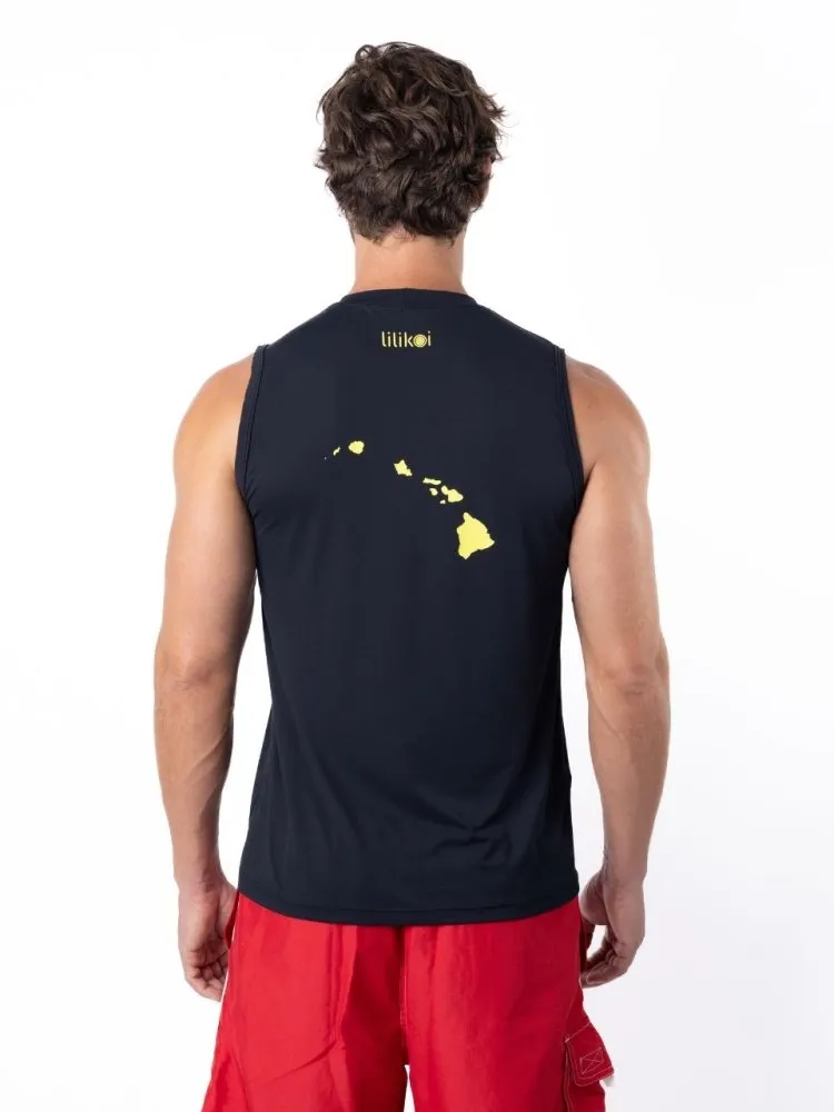 Men's Dri-Fit Sleeveless Shirt with LILIKOI logo - BLACK / YELLOW