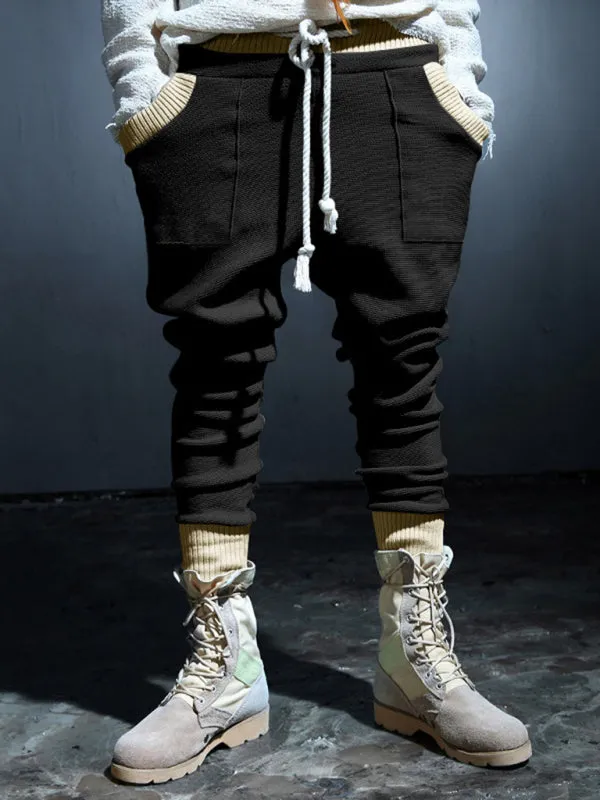 Men’s Knit Patched Jogger Pencil Pants - Casual Sweatpants