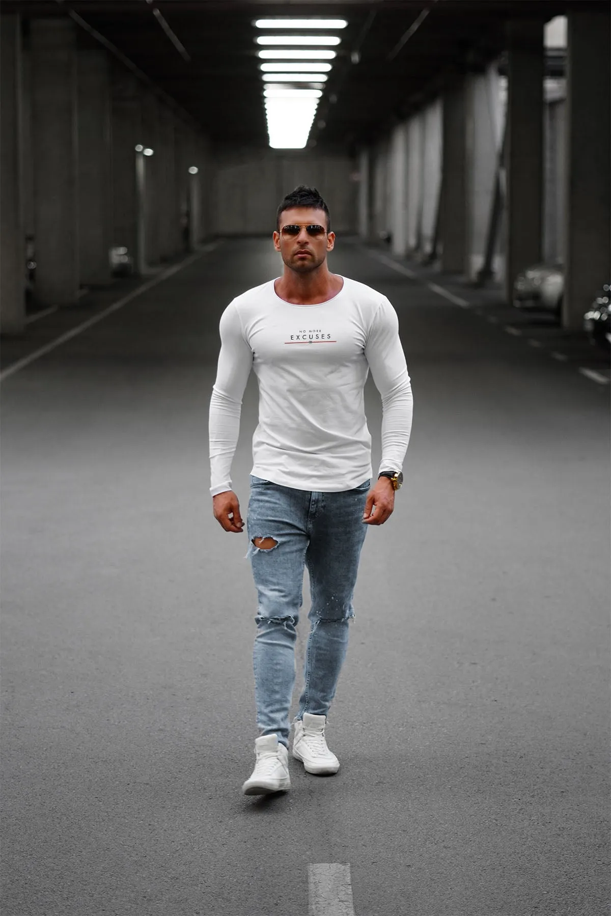 Mens Long Sleeve T-shirt "No More Excuses" MD994