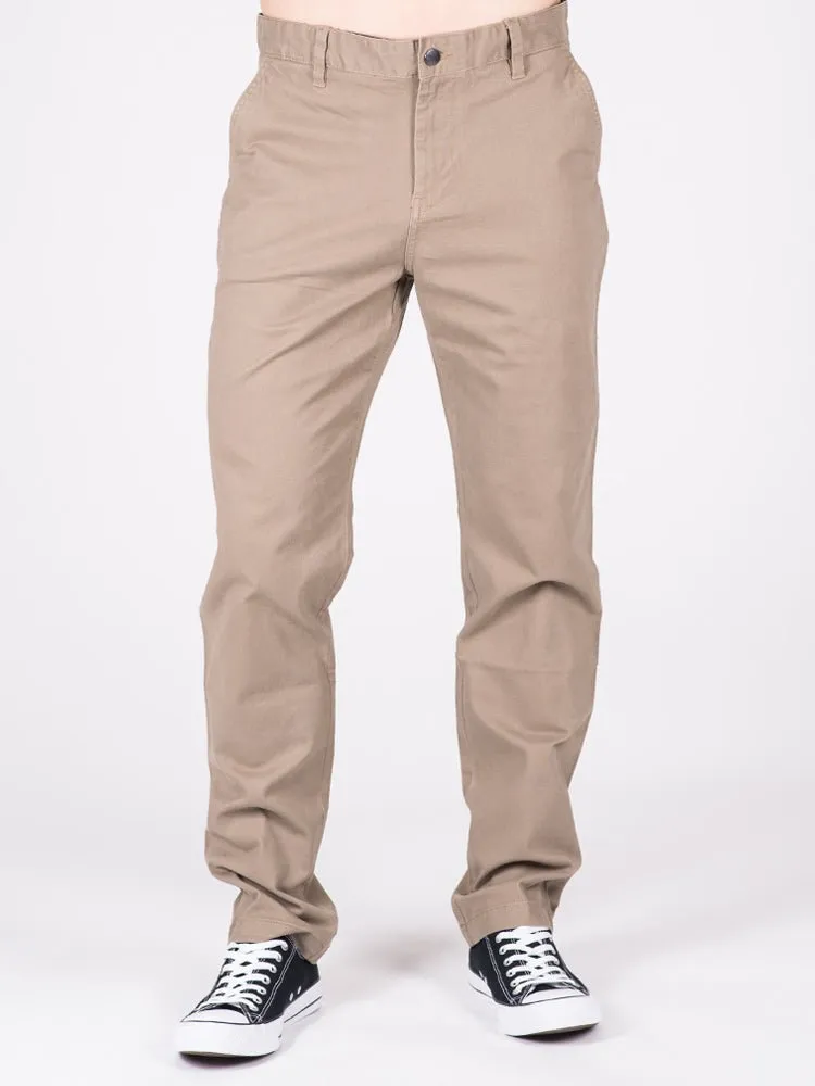 MENS RELAXED CHINO PANTS - KHAKI - CLEARANCE