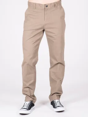 MENS RELAXED CHINO PANTS - KHAKI - CLEARANCE