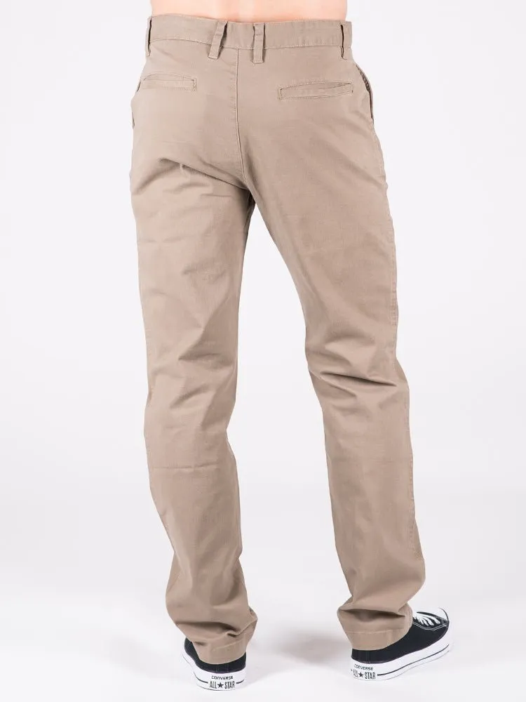 MENS RELAXED CHINO PANTS - KHAKI - CLEARANCE