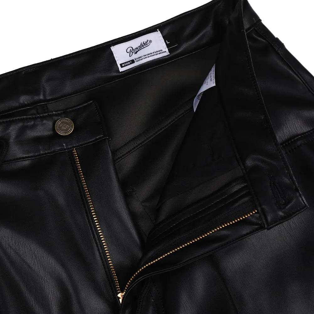 MID90 BAGGY VEGAN LEATHER PANTS BLACK