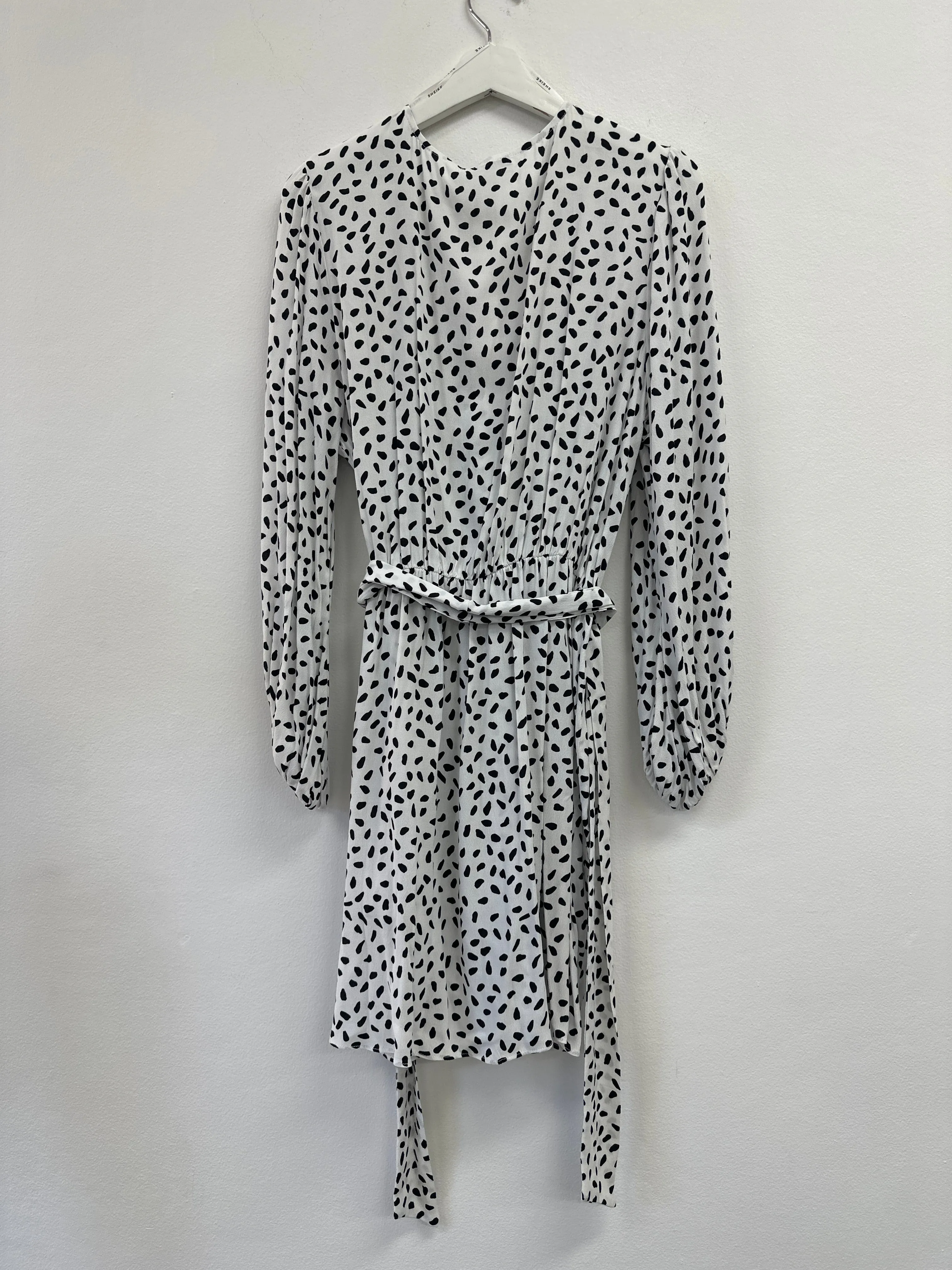 Monochrome Wrap Dress in Black and White