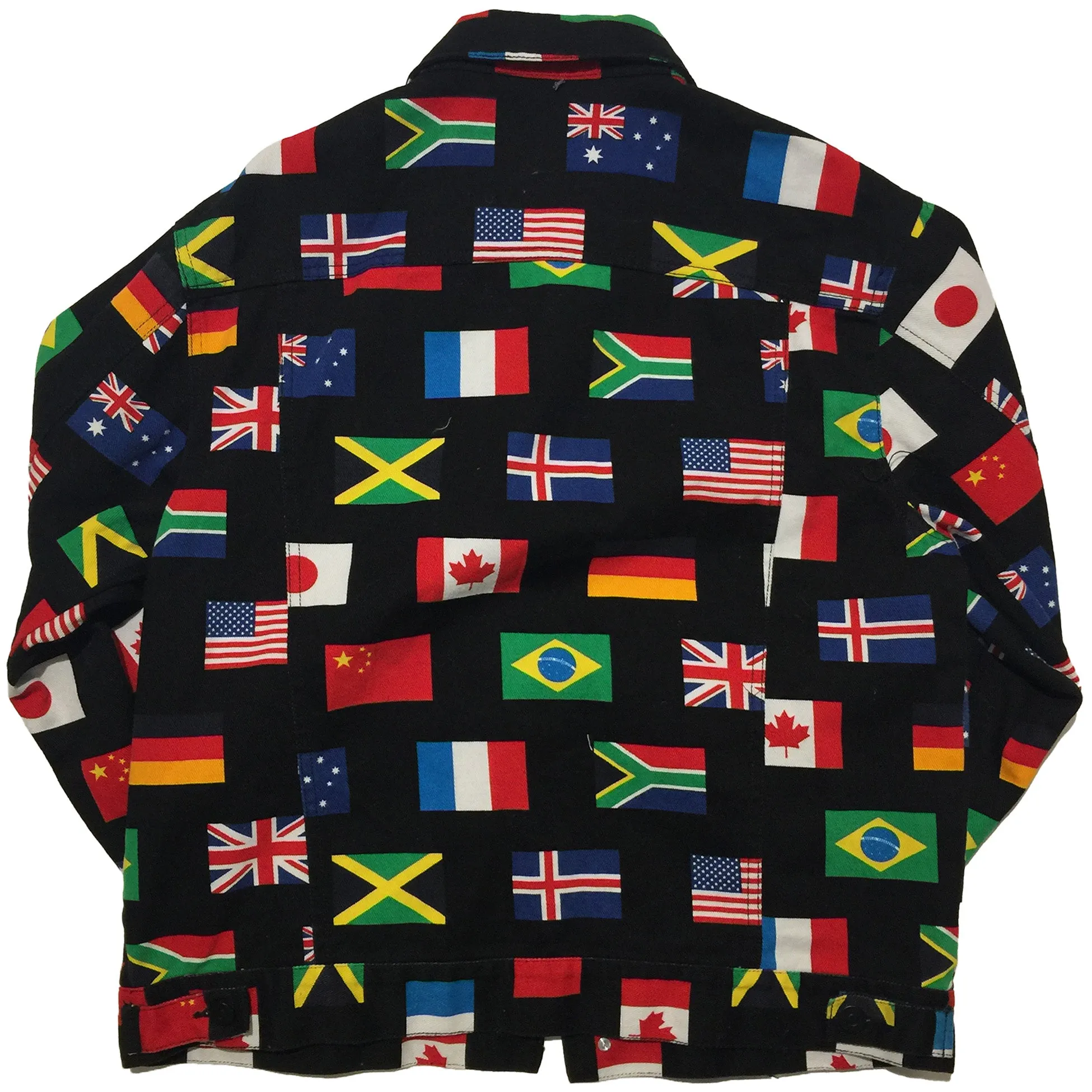 Multi Flag Black Denim Jacket