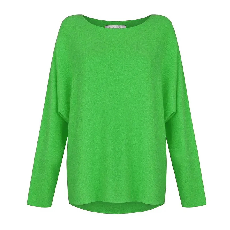 Mya Lightweight Boxy Jumper in Grass Green