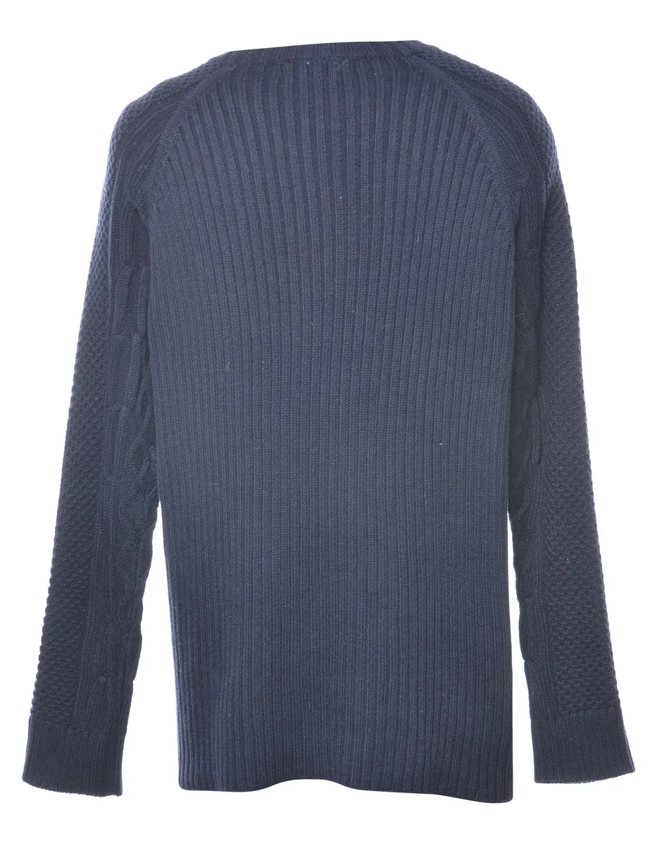 Navy Cable Knit Jumper - M