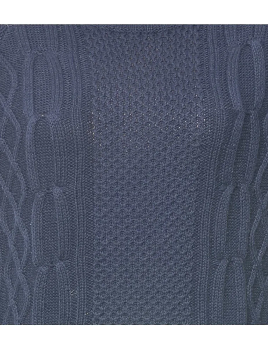 Navy Cable Knit Jumper - M