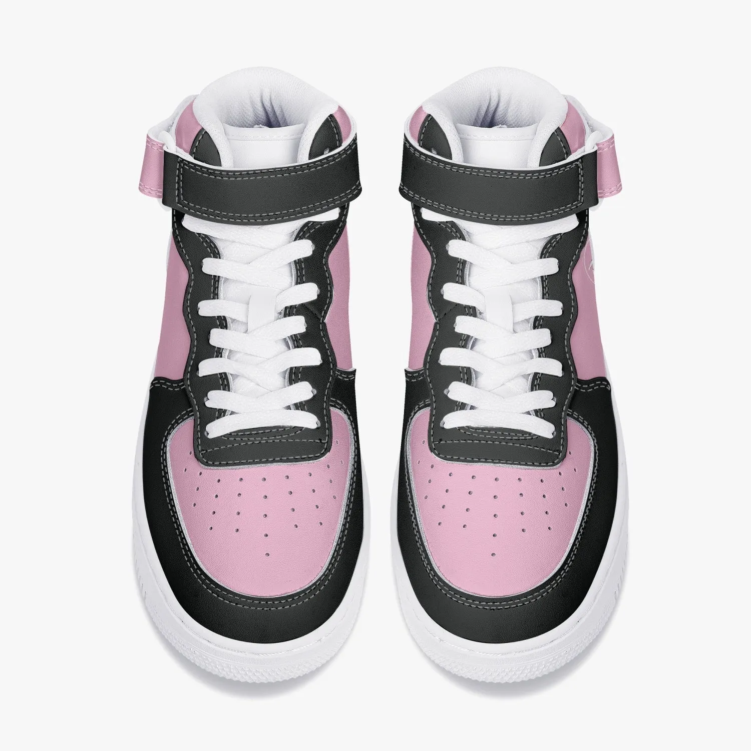 New High-Top Leather Sports Sneakers Pink and Black