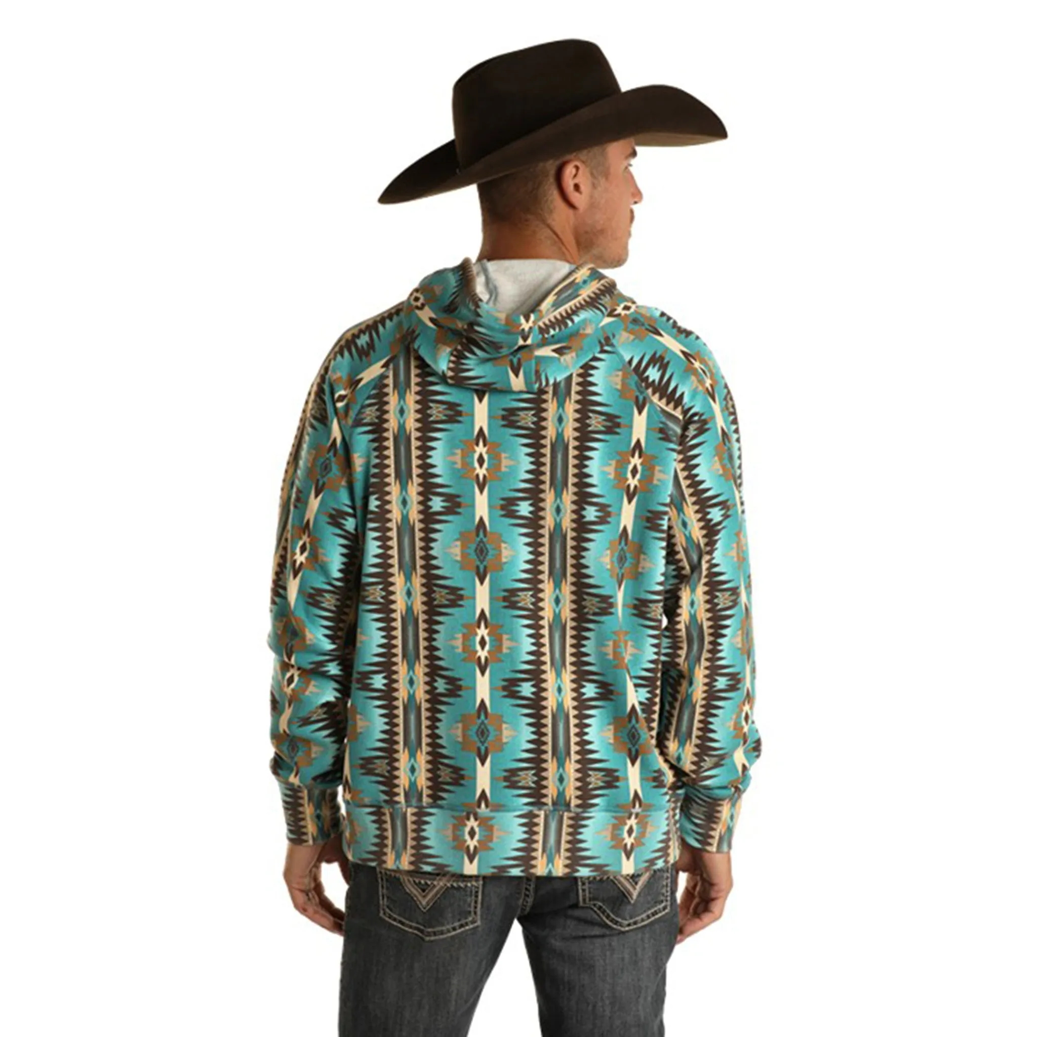 Panhandle Men's Turquoise Aztec Hoodie