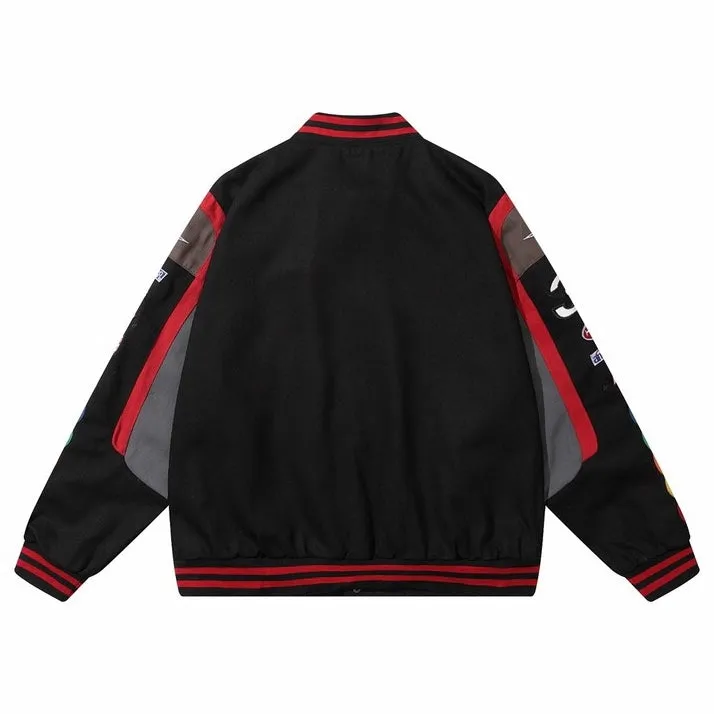 Patched Letterman Racing Jacket