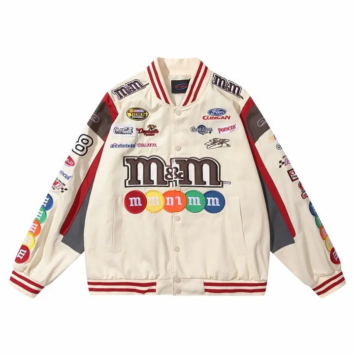 Patched Letterman Racing Jacket