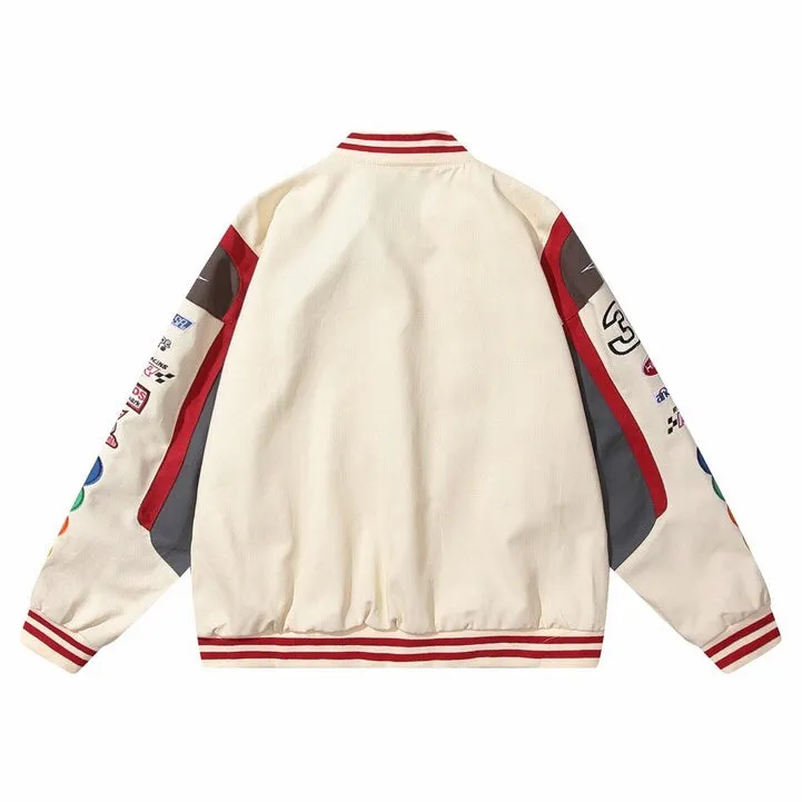 Patched Letterman Racing Jacket