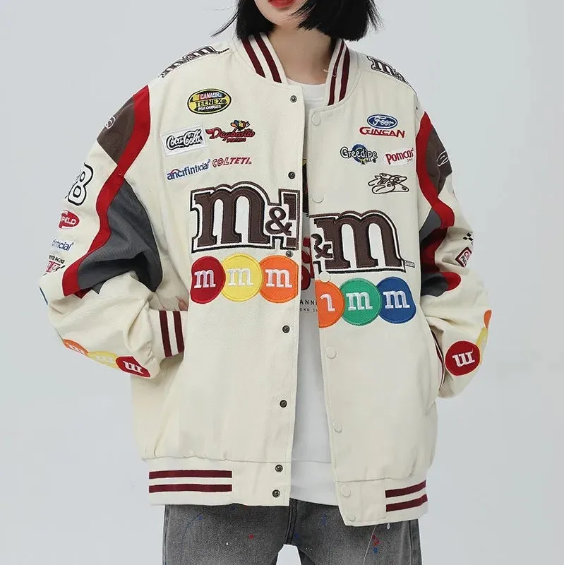 Patched Letterman Racing Jacket