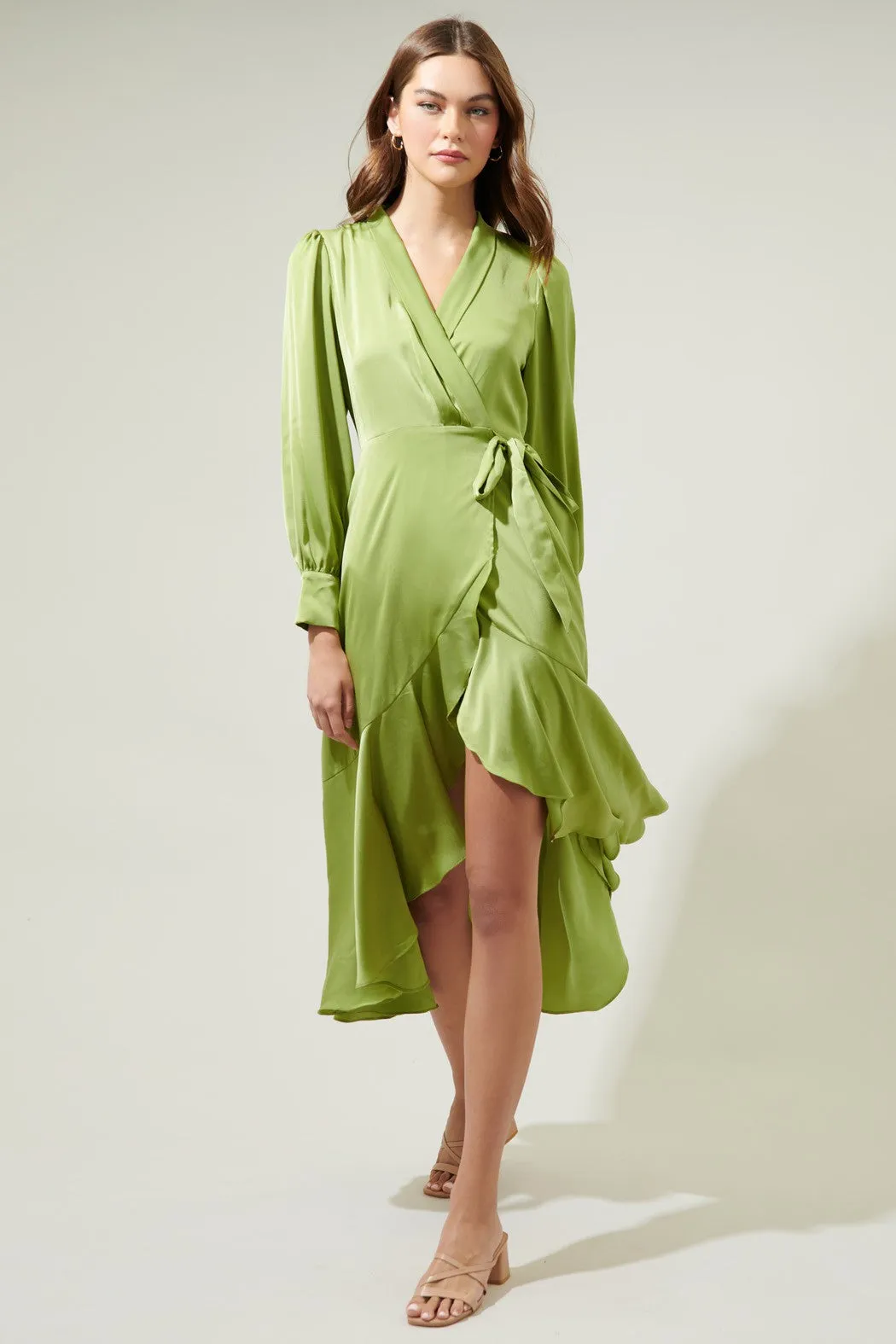 Payton Ophelia Satin Wrap Midi Dress