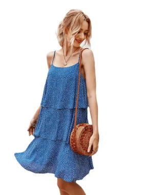 Polka Dot Print Sleeveless Bohemian Casual Slip Dress For Women