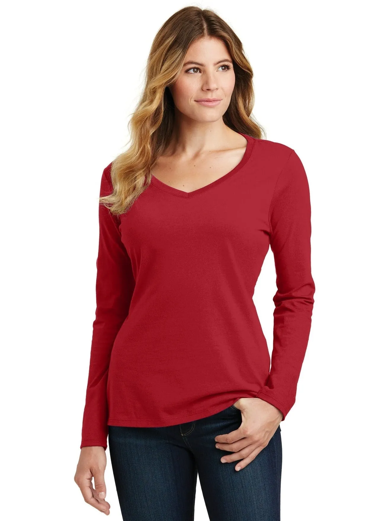 Port & Company Ladies Long Sleeve Fan Favorite V-Neck Tee