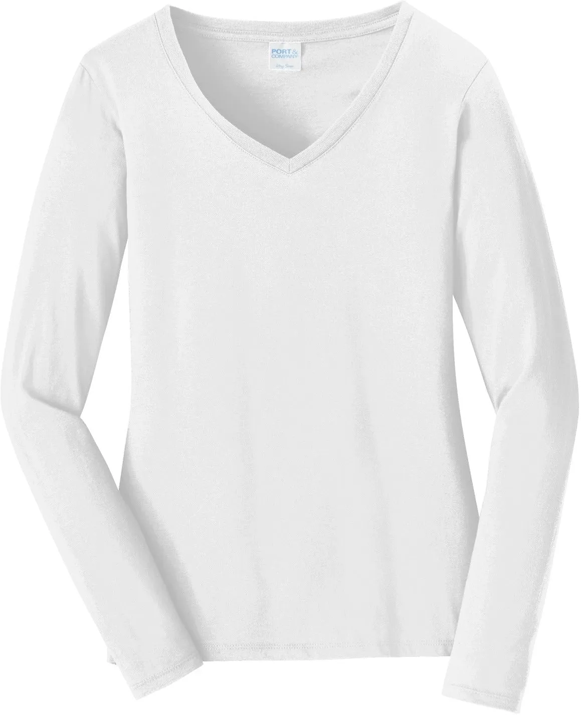 Port & Company Ladies Long Sleeve Fan Favorite V-Neck Tee