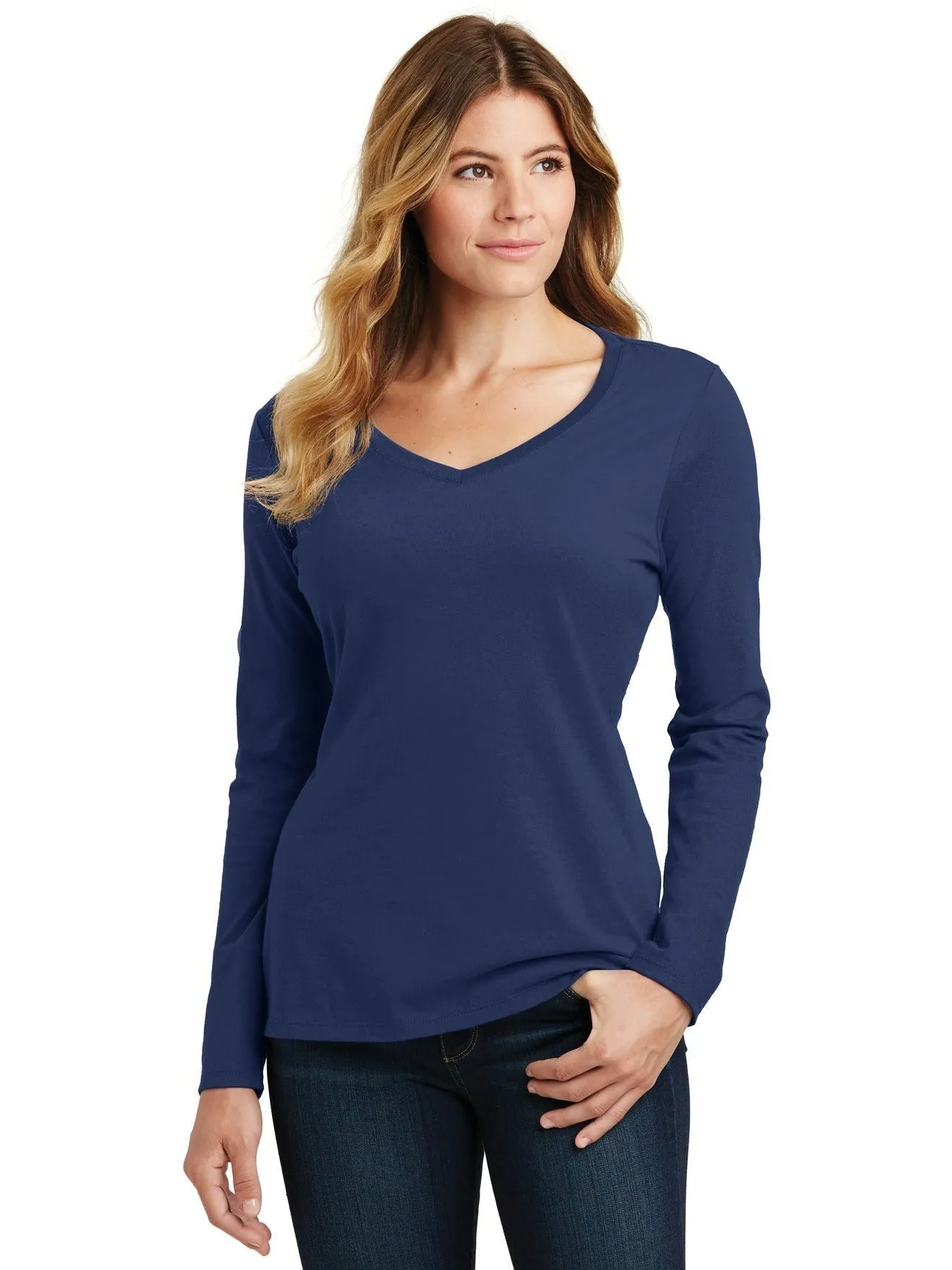 Port & Company Ladies Long Sleeve Fan Favorite V-Neck Tee