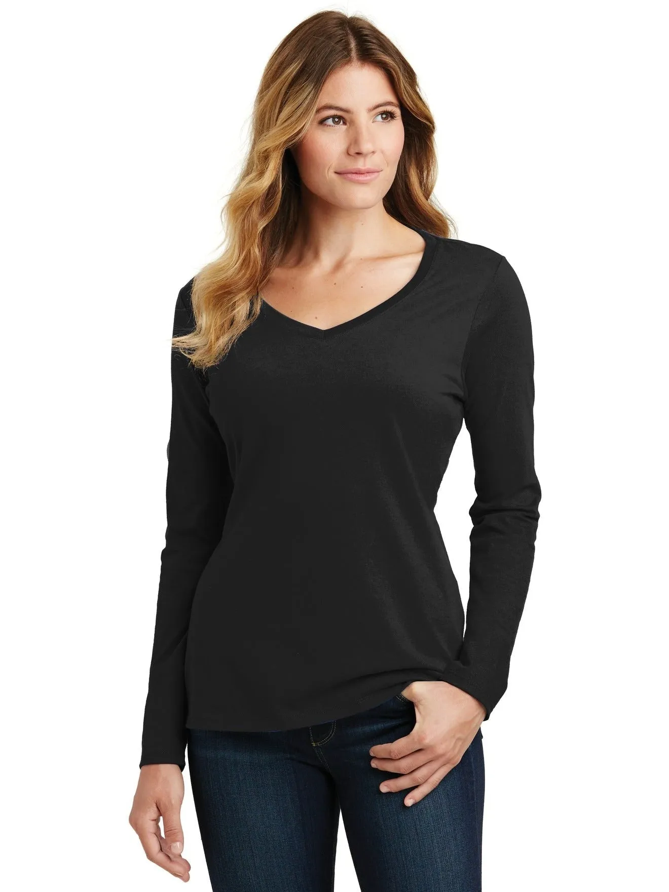 Port & Company Ladies Long Sleeve Fan Favorite V-Neck Tee