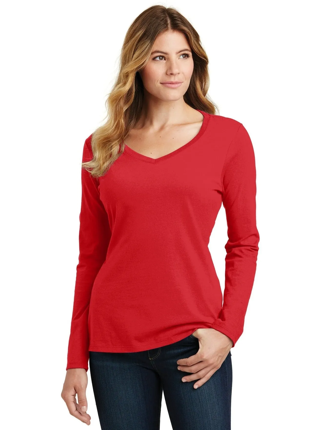 Port & Company Ladies Long Sleeve Fan Favorite V-Neck Tee