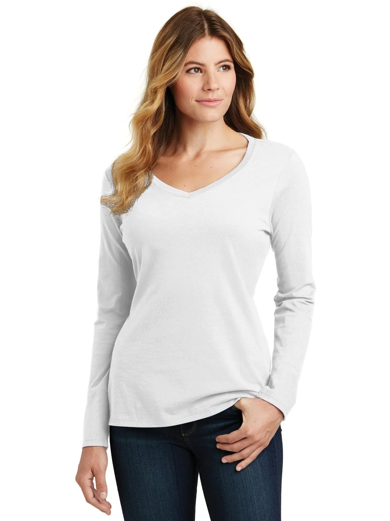 Port & Company Ladies Long Sleeve Fan Favorite V-Neck Tee